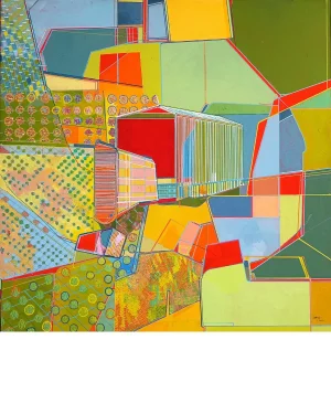 AgroTech. Agricultura y tecnología 100x100cm Gouache acrílico y tintas acrílicas sobre papel encolado sobre tabla IK 2022 Imagen destacada