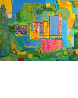Técnica mixta.Ampliación de la parcela-Acrílicos y tintas acrílicas sobre papel montado sobre chapa de madera-114x146cm-IKlindworth 2021 Imagen destacada