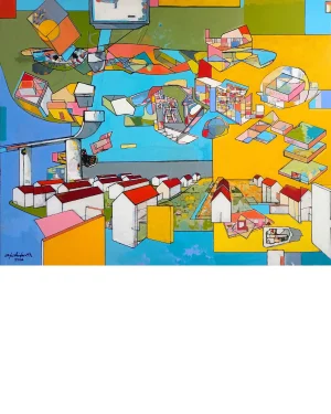 Técnica mixta y acrílicos sobre lienzo. Contramarcas y sueños de urbanismo.130x162cm. Montes de Toledo. IKlindworth 2016. Imagen destacada