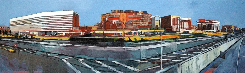 El arte del encargo. Madrid Norte. M-30. Inkjet print y óleo sobre lienzo. 62x195x3cm. IKlindworth 2009