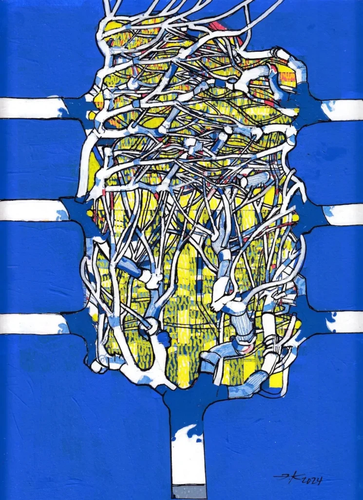 Nuevos soportes, nuevos significados. Arboles. Mixta sobre impresión sobre original.