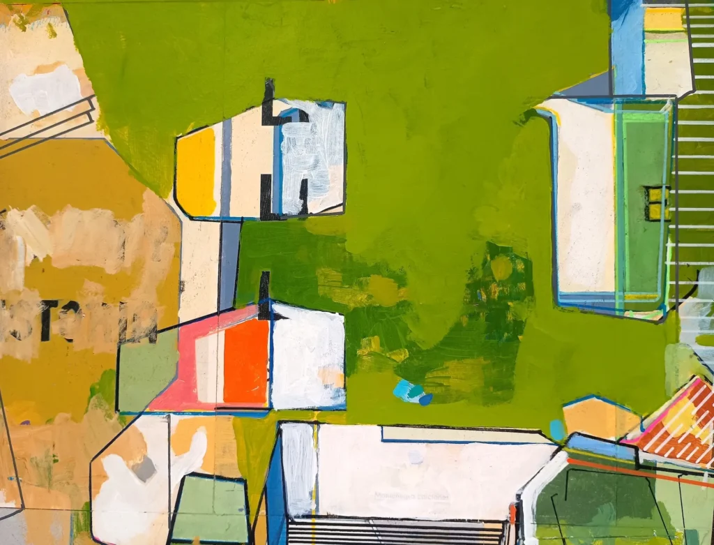SAT10 Serie Agricultura y Tecnología. Mixta sobre papel sobre madera. 179x130x4cm. Detalle 1. IKlindworth 2024