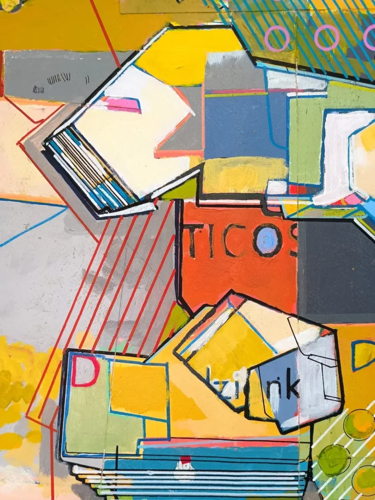 SAT10 Serie Agricultura y Tecnología. Mixta sobre papel sobre madera. 179x130x4cm. Detalle 2 IKlindworth 2024