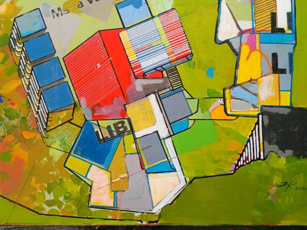 SAT10 Serie Agricultura y Tecnología. Mixta sobre papel sobre madera. 179x130x4cm. Detalle 3. IKlindworth 2024